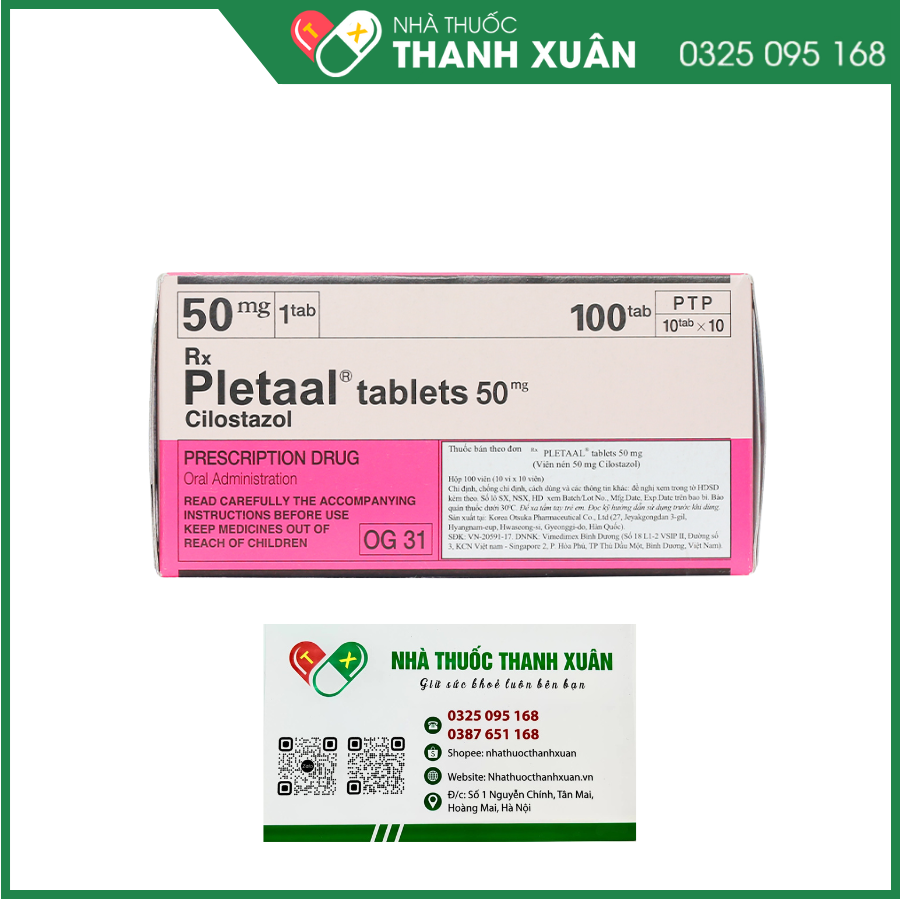 Pletaal Tablets 50 điều trị các chứng thiếu máu cục bộ